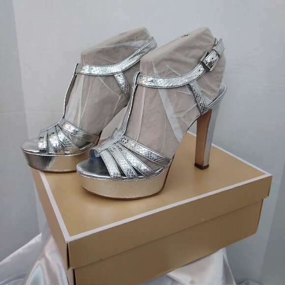 MICHAEL Michael Kors Shoes - Michael Michael Kors  Catalina Silver Strappy Platform Sandals